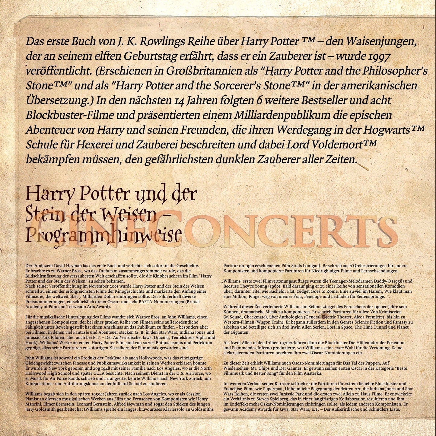 Harry Potter und der Stein der Weisen in Concert Souvenir Program