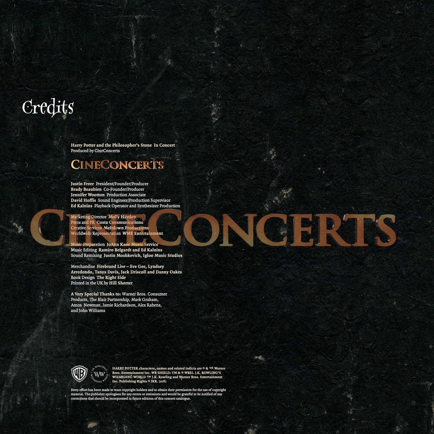 Harry Potter und der Stein der Weisen in Concert Souvenir Program
