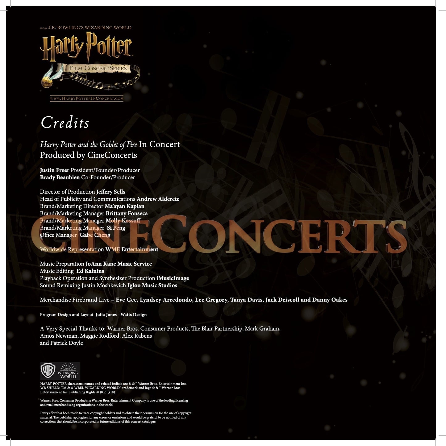 Harry Potter and the Goblet of Fire™ in Concert Souvenir Program
